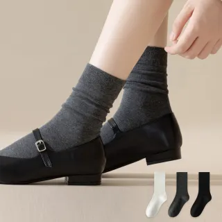 【NicoFun 愛定做】3雙 MIU系穿搭中筒襪 黑色襪子 灰色襪子 白色襪子 美拉德 王妃鞋 高跟鞋(女襪22-24.5cm)