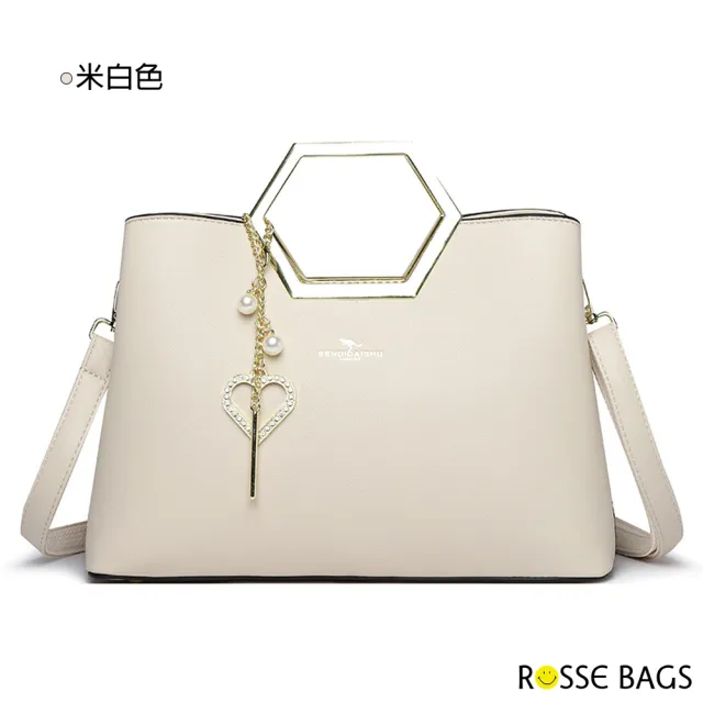 【Rosse Bags】質感時尚多隔層大容量手提包 肩背包 斜背包(米白色 / 卡其色 / 棕色