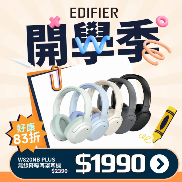 【EDIFIER】W820NB Plus 抗噪雙金標藍芽耳罩