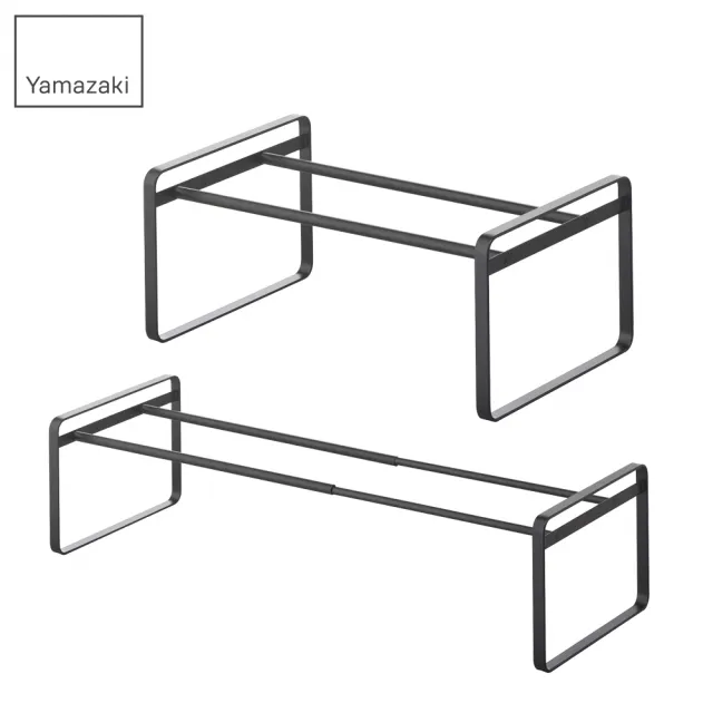 【YAMAZAKI】frame都會簡約伸縮式鞋架-黑(鞋架/鞋櫃/鞋子收納/脫鞋架/層架)