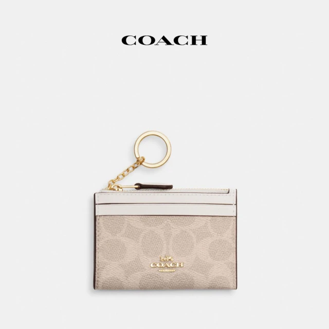 COACH 經典Logo簡約型迷你證件包-IM/沙黃色/粉筆白色(CW870)