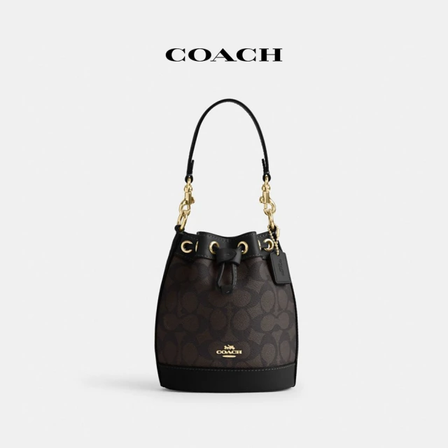 COACHCOACH 經典Logo迷你水桶包-IM/胡桃木色/黑色(CW299)