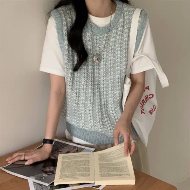 【巴黎精品】現貨+預購 針織背心無袖毛衣(復古拼色編織休閒女上衣3色a1hj71)
