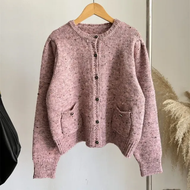 【巴黎精品】現貨+預購 針織外套長袖毛衣(圓領軟糯點紗休閒女外套3色a1hj111)