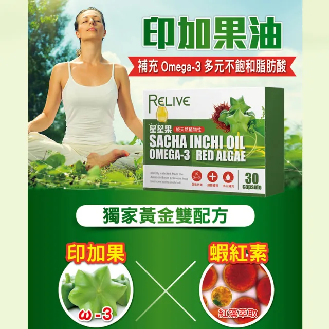 【RELIVE】印加星星果油 15盒組(30顆/盒 主任醫師推薦-Omega-3 軟膠囊 蝦紅素 團購組)