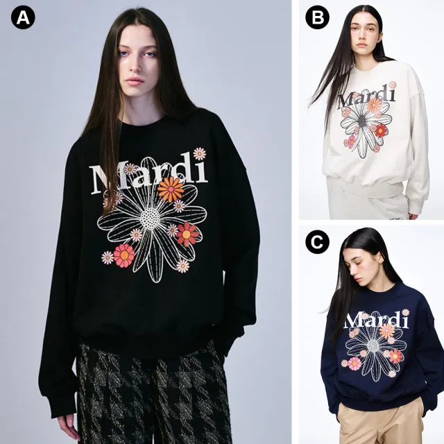 【MARDI MERCREDI】雙11印花大學TEE 黑 藍 燕麥 經典小雛菊 繽紛 純棉 SWEATSHIRT FLOWERMARDI BLOSSOM