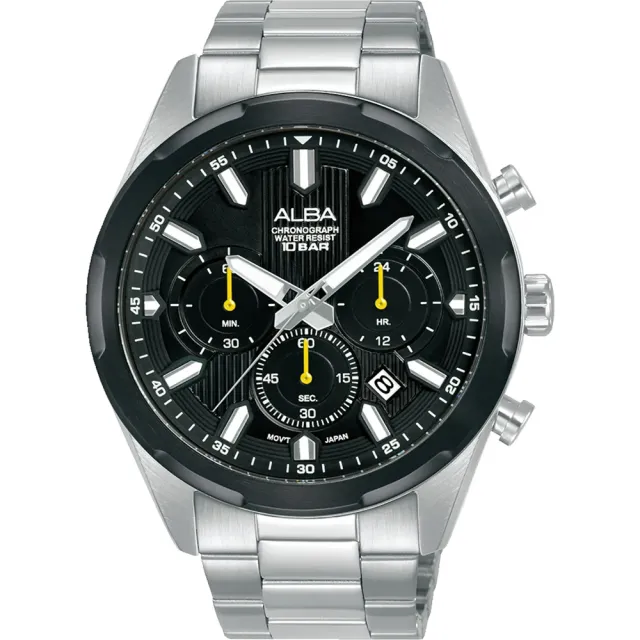 【ALBA】雅柏 賽車風格三眼計時手錶-43mm 99狂買節(AT3J87X1/VD53-X402D)