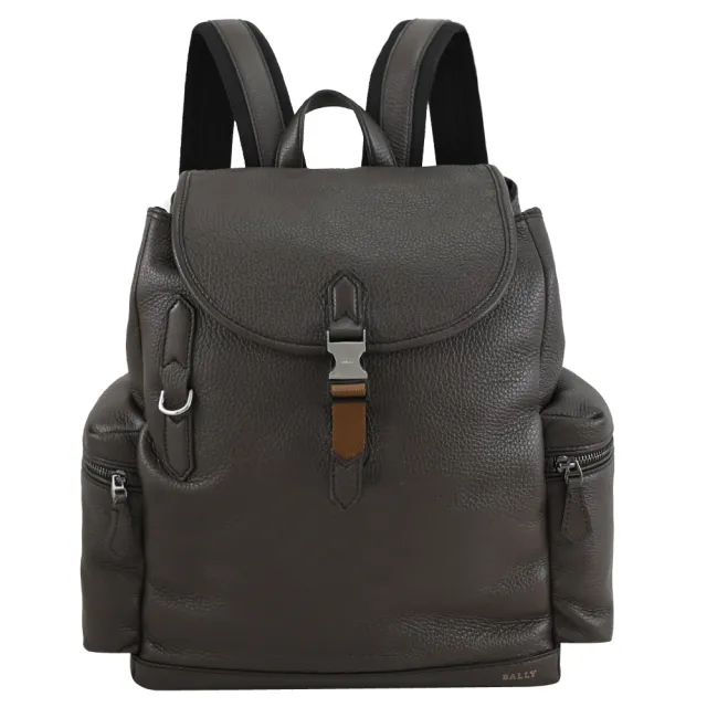 【BALLY】CLIFORD 簡約LOGO質感牛皮翻蓋束口手提旅用包後背包(深棕)