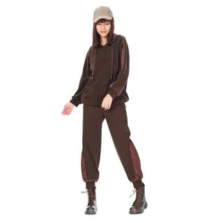 【KeyWear 奇威名品】拼接褲腳收褶休閒九分褲