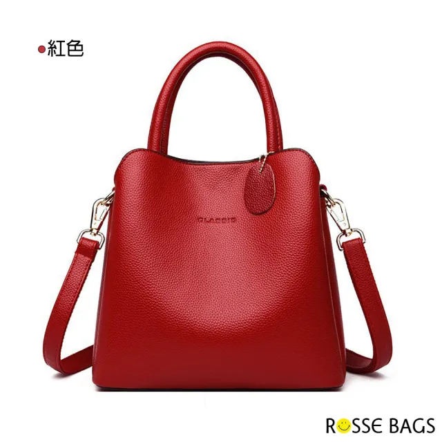 【Rosse Bags】韓版百搭真皮大容量手提肩背包(現+預  黃色 / 紅色 / 卡其色 / 黑色 / 灰色)