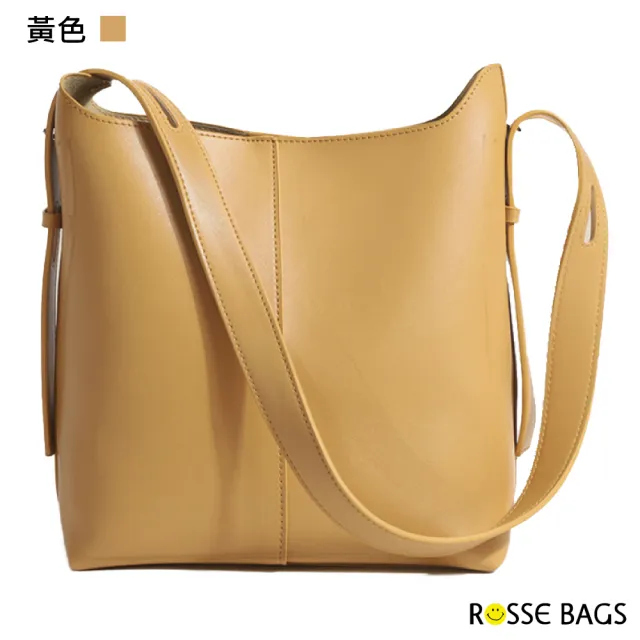 【Rosse Bags】韓版簡約百搭文青水桶托特包(現+預  黑色／棕色／黃色／米白色)