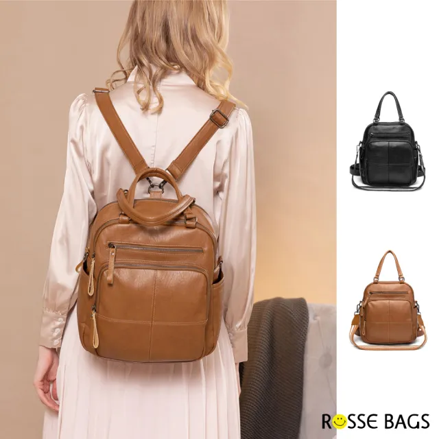 【Rosse Bags】輕盈款簡約雙肩包(現+預 黑色 / 棕色)