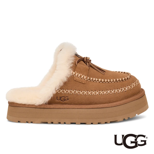 UGG 女鞋/穆勒鞋/真皮鞋/厚底拖鞋/Disquette Alpine(栗子棕-UG1158260CHE)