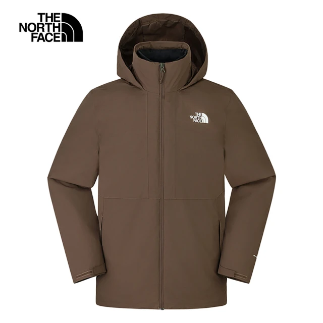 The North Face 北面男款棕色防水透氣保暖連帽羽絨內裡三合一外套｜88RK1OI