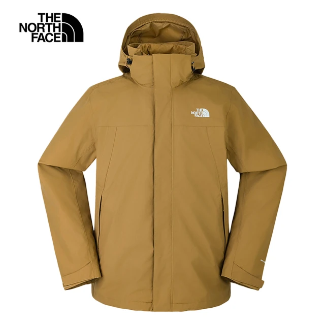 The North Face 北面男款棕色防水透氣保暖連帽羽