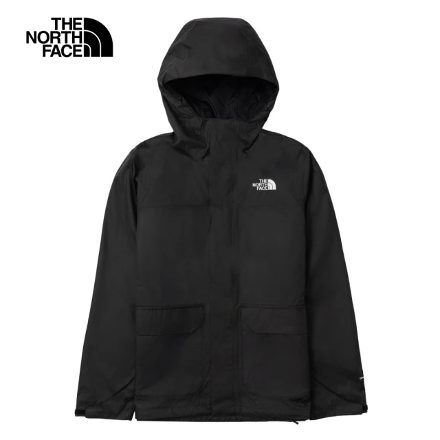 The North Face 北面男款黑色防水透氣可調節連帽衝鋒衣｜8AUK4H0