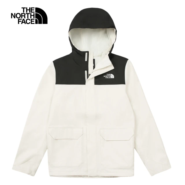 The North Face 北面男款米白色防水透氣可調節連帽衝鋒衣｜8AUKROU