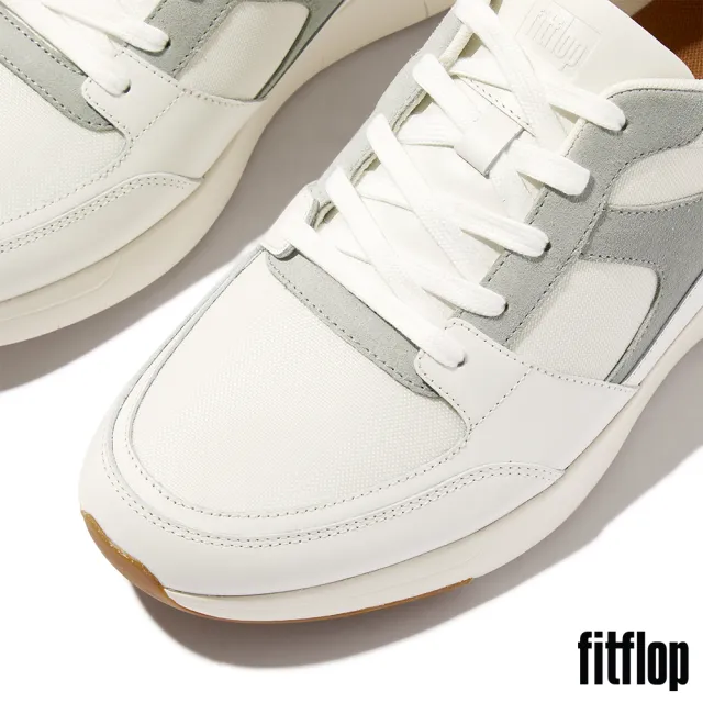 【FitFlop】ANATOMIFLEX MENS 混合材質拼接休閒鞋-男(都會白)