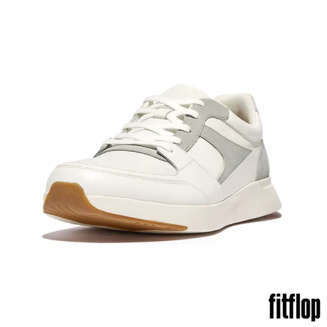 【FitFlop】ANATOMIFLEX MENS 混合材質拼接休閒鞋-男(都會白)