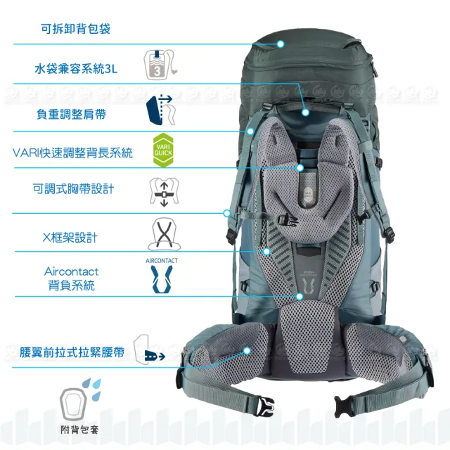 【deuter】AIRCONTACT LITE 65+10SL 拔熱式透氣背包《橄欖綠/湖藍》3320521/登山後背包(悠遊山水+)