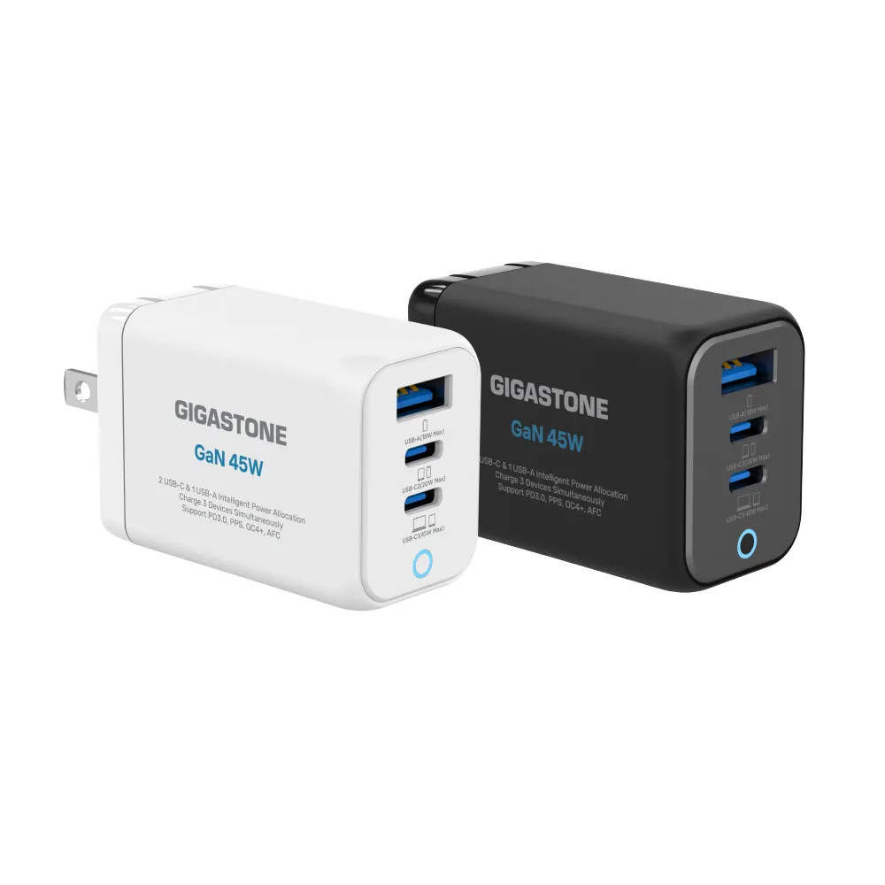 【GIGASTONE 立達】45W GaN氮化鎵三孔USB-C快充充電器PD-7450(支援iPhone16/MacBook筆電快充充電頭)