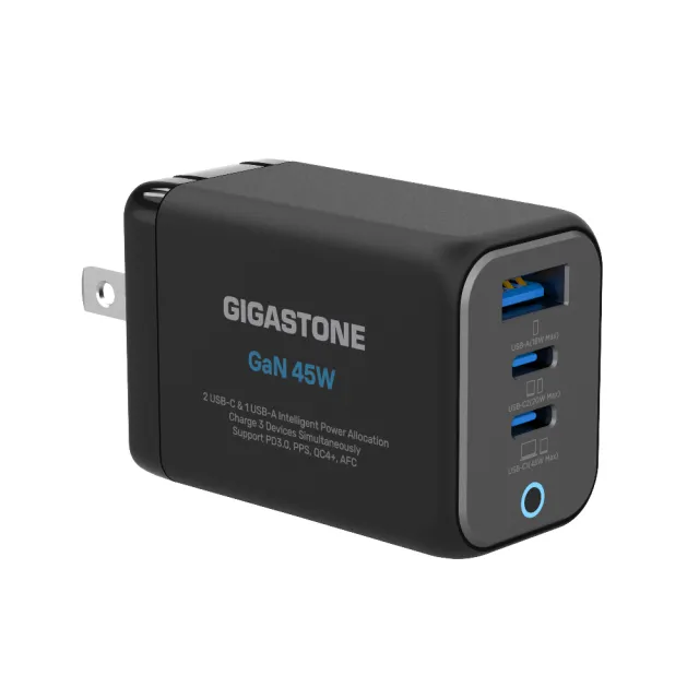 【GIGASTONE 立達】45W GaN氮化鎵三孔USB-C快充充電器PD-7450(支援iPhone16/MacBook筆電快充充電頭)