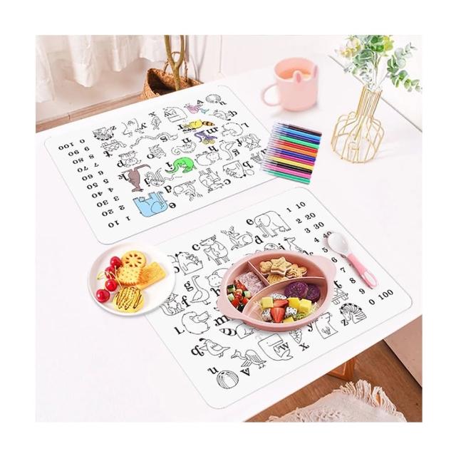 【bebehome】食品級矽膠畫畫餐墊(可水洗塗鴉餐墊 兒童餐墊 寶寶畫墊 揉麵墊 ☆麵墊 防滑墊)