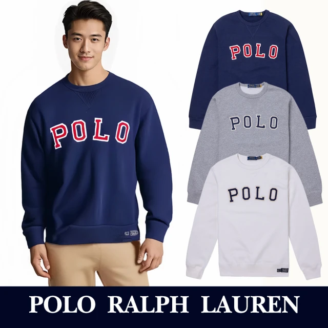 RALPH LAUREN RL POLO 經典刺繡文字刷毛大學T恤 上衣-多色組合(平輸品/秋冬舒適/百搭必備)