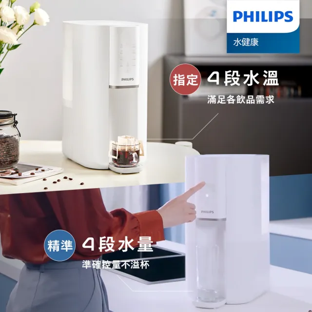 【Philips 飛利浦】新一代超長效過濾智能雙效UV-C滅菌/RO瞬熱濾淨飲水機ADD6901WH(內含濾芯)