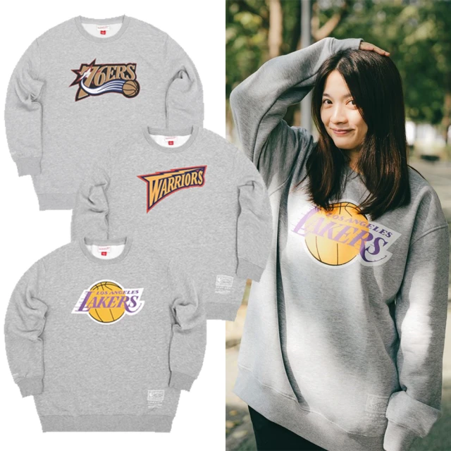 M&N 長袖 NBA Sweatshirts 男女款 M&N 隊徽 內刷毛 長袖上衣 大學T 衛衣 單一價(MNCR001P7G)