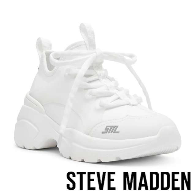 steve madden ELLIPSE 拼接綁帶厚底運動鞋(白色)