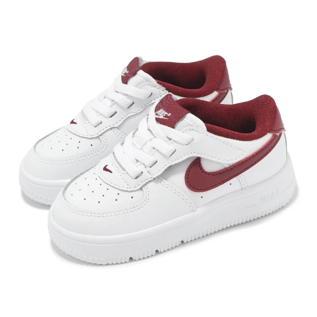 NIKE 耐吉 童鞋 Force 1 Low EasyOn TD 小童 白 紅 套入式 方便穿脫 休閒鞋(FN0236-105)