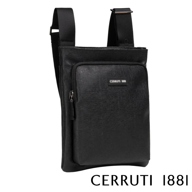 Cerruti 1881 義大利頂級小牛皮肩背包側背包(黑色 CEBO06320M)