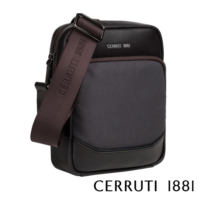 Cerruti 1881 義大利頂級小牛皮尼龍肩背包側背包(灰色 CEBO06189N)