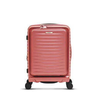 【ELLE 官方直營】Travel 波紋系列 20吋 高質感前開式擴充行李箱 防盜防爆拉鍊旅行登機箱 EL31280(珊瑚紅)