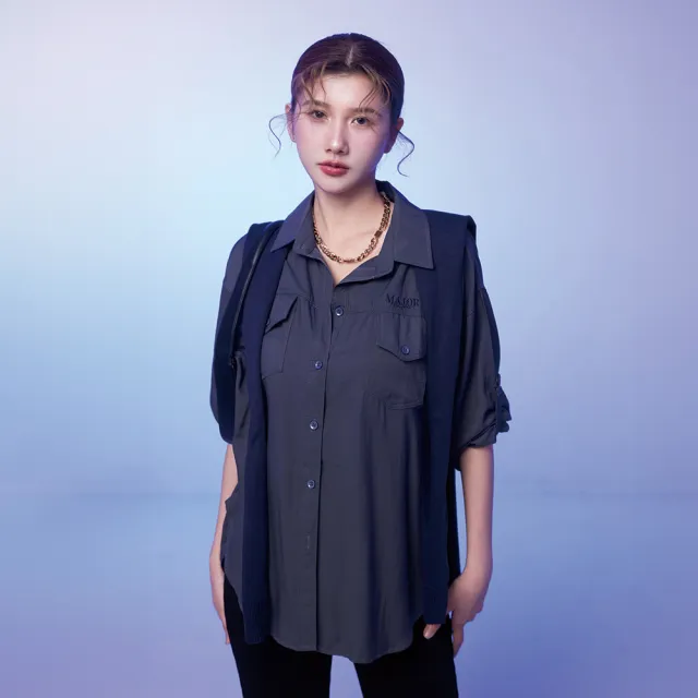 【MAJOR MADE】兩件式披肩刺繡襯衫(襯衫/長袖襯衫/披肩襯衫)