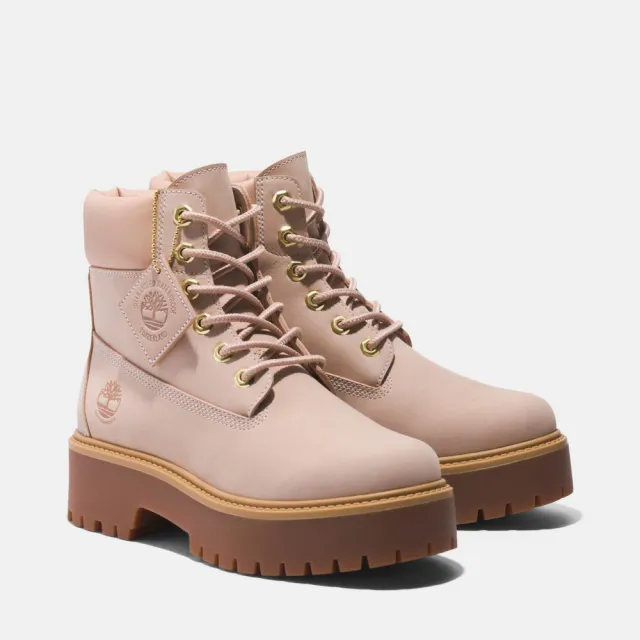 【Timberland】女款淺粉色Stone Street防水厚底6吋靴(A6AWCDR1)