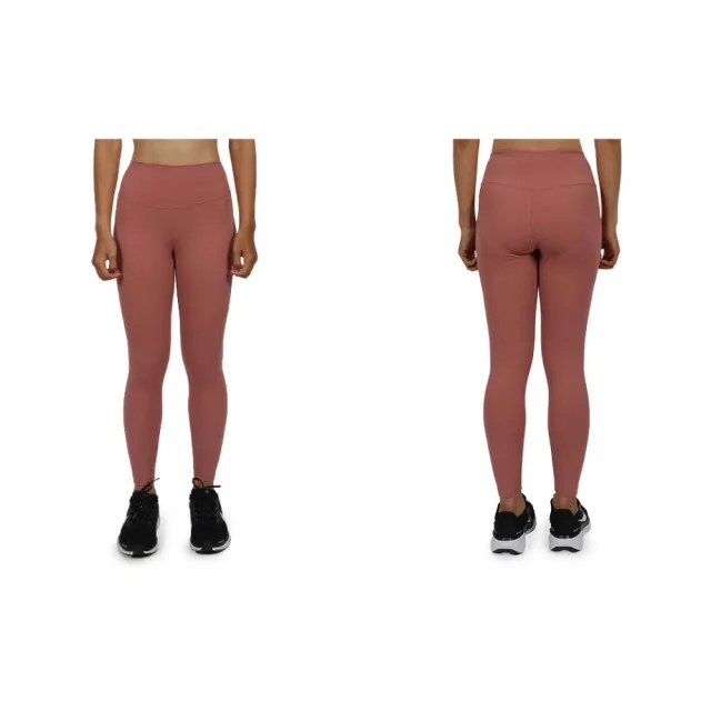 【NIKE 耐吉】女緊身長褲-緊身褲 慢跑 瑜珈 有氧 DRI-FIT 珊瑚紅(FN3233-634)