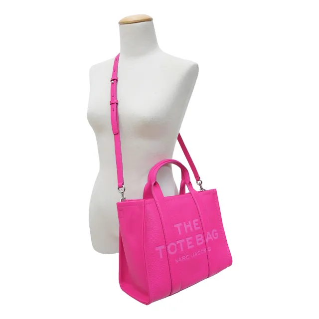 【MARC JACOBS 馬克賈伯】The Leather TOTE 皮革兩用托特包(小/紫霞粉)