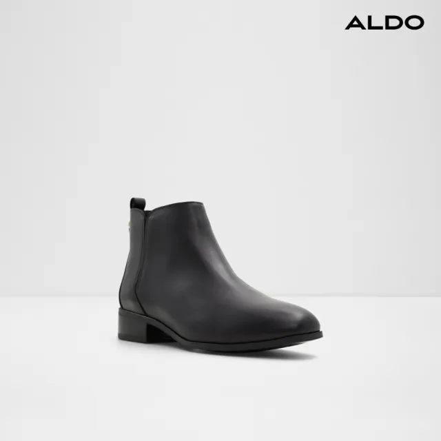 【ALDO】VERITY-時尚真皮素面短靴-女靴(黑色)