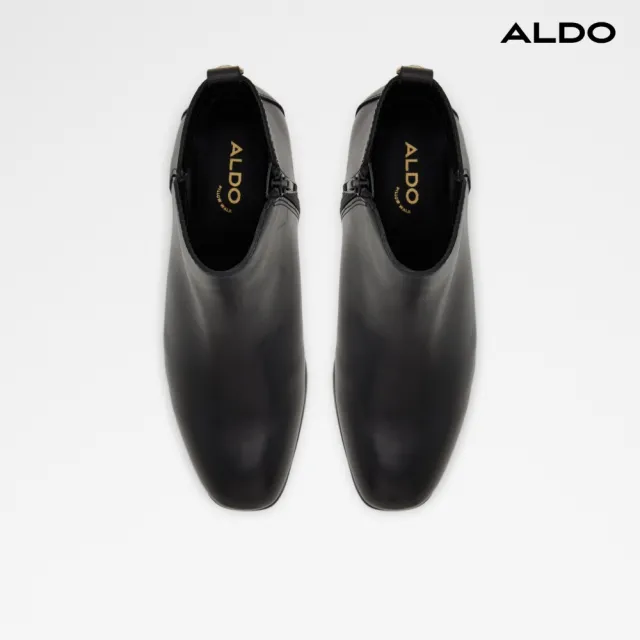 【ALDO】VERITY-時尚真皮素面短靴-女靴(黑色)