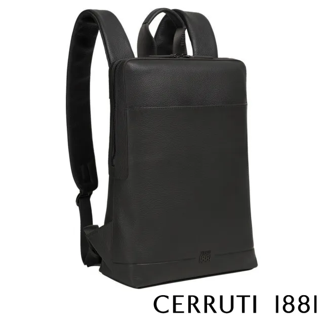 【Cerruti 1881】義大利原裝進口 頂級小牛皮後背包(黑色 CEZA06822M)