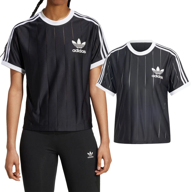 adidas 愛迪達 3 S PNST Tee 女款 黑色 運動 條紋 三葉草 休閒 圓領 上衣 短袖 IX5505