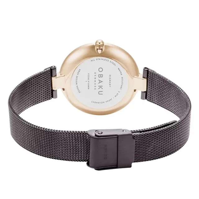 【OBAKU】渦旋幾何時尚腕錶-咖啡金(V256LXVNMN)