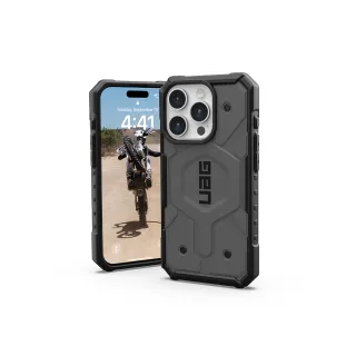 【UAG】iPhone 15 Pro 磁吸式耐衝擊保護殼（按鍵式）-灰(支援MagSafe功能)