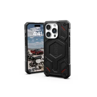 【UAG】iPhone 15 Pro 磁吸式頂級特仕版耐衝擊保護殼（按鍵式）-軍用黑(支援MagSafe功能)