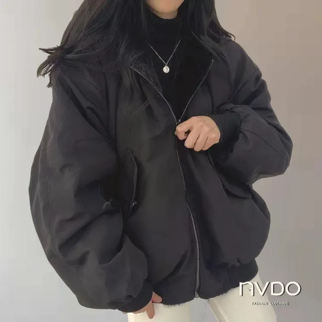 【NVDO】現貨 兩面穿羊羔絨保暖外套-3色可選(M-2XL/加絨連帽外套/F010/秋冬款)