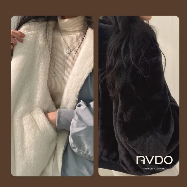 【NVDO】現貨 兩面穿羊羔絨保暖外套-3色可選(M-2XL/加絨連帽外套/F010/秋冬款)