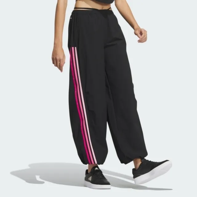 【adidas 愛迪達】STR WV PNT 女 長褲 運動 休閒 舞蹈 吸濕排汗 寬鬆 愛迪達 黑粉(JJ1569)