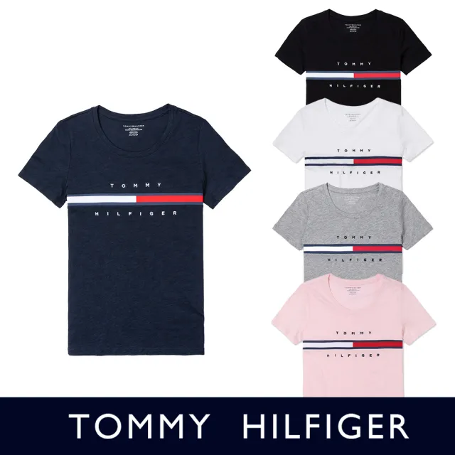 【Tommy Hilfiger】TOMMY 經典刺繡大LOGO文字圖案短袖T恤 上衣-女-多色組合(平輸品/短T)